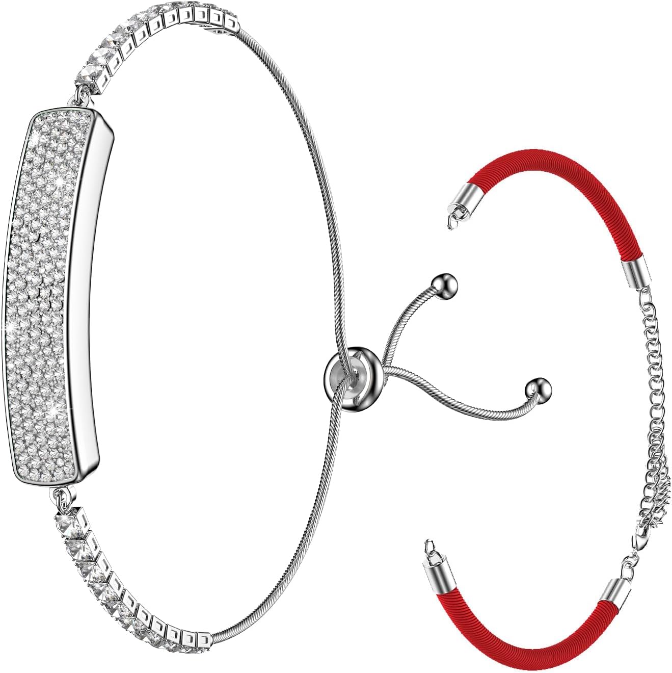 Smart Bracelet for Women Girl with Diamonds, Health Fitness Tracker with Heart Rate HRV SpO2 Sleep Monitor Sport Modes, 5ATM Waterproof Step Activity Tracker for iOS Android, The Best Gift (2 Bands)