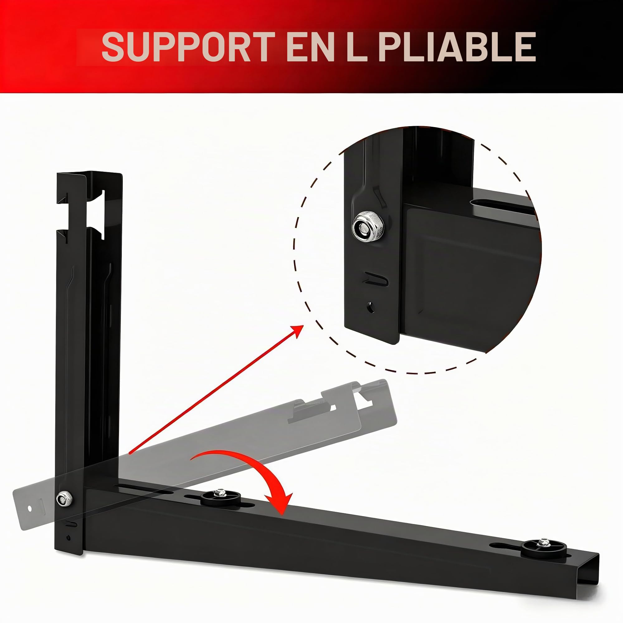 Wostore Support mural universel pour climatiseur extérieur 550 mm 9000-36000 BTU jusqu'à 160 kg, console murale pour climatiseur split et pompe à chaleur robuste et stable (noir 550 mm)