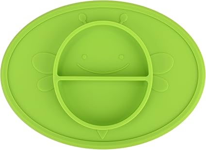 Amazon お食事マット ランチョンマット ランチプレート シリコン 離乳食 ベビー食器 幼児 赤ちゃん 子供 キッズ 滑り止め 緑 蜜蜂 家電 カメラ オンライン通販