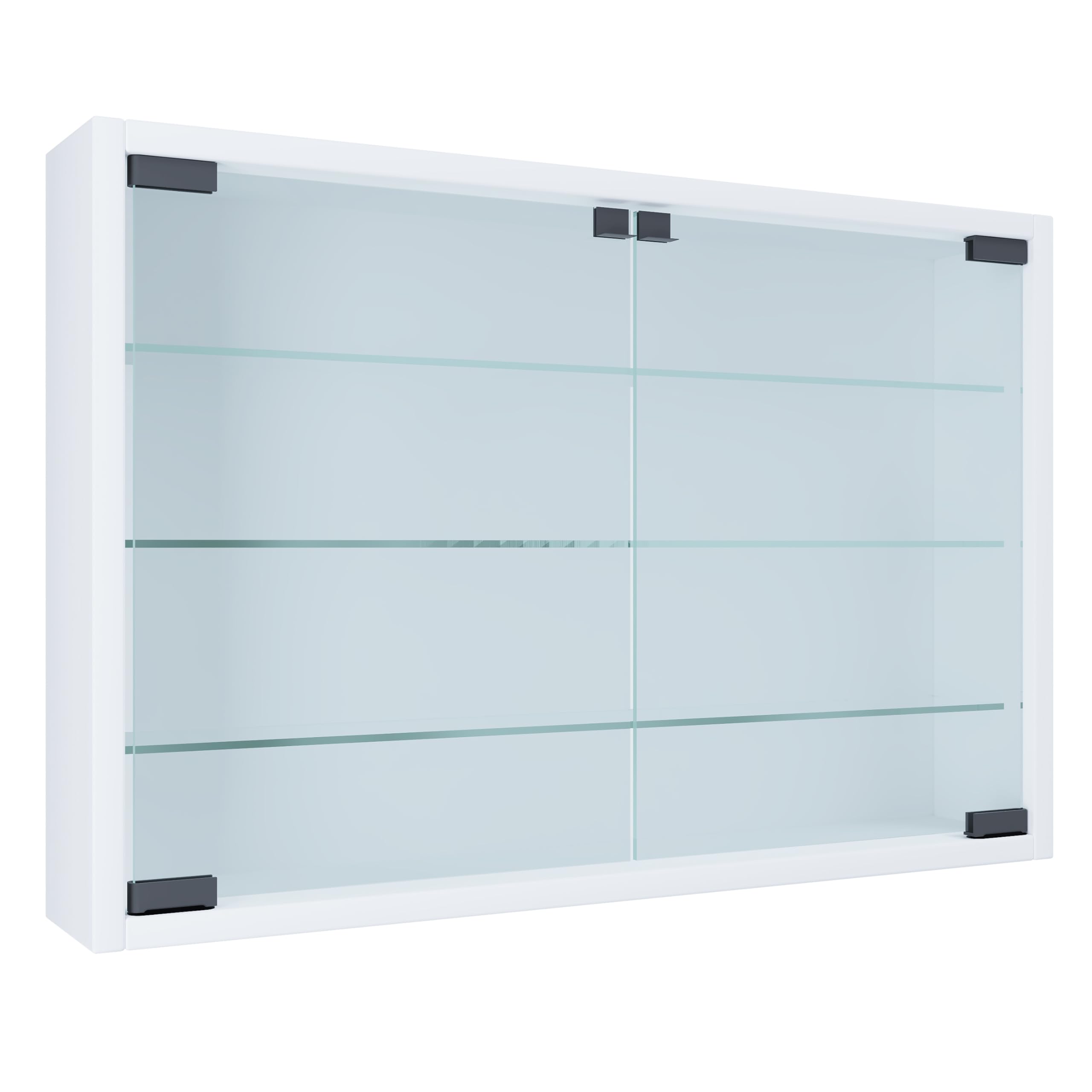 VCM Mandosa M Vitrine Mural Mandosa M Vitrine Collection en Verre Meuble Décoration Rangement Vitre, Bois, Blanc, 40 x 60 x 10 cm