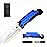 ALBATROSS Best 6-in-1 Survival Tactical Military Folding Pocket Knives with LED Light,Seatbelt Cutter,Glass Breaker,Magnesium Fire Starter,Bottle Opener;Multi-Function Emergency Tool(Blue-SA)