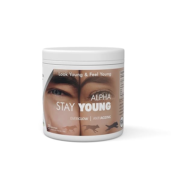 Alpha Stay Young :- Hydrolyzed Marine Collagen Peptides (TYPE 1 & 3), L-Glutathione, Rosehips, Niacin, Biotin, MCT(C8 & C10)