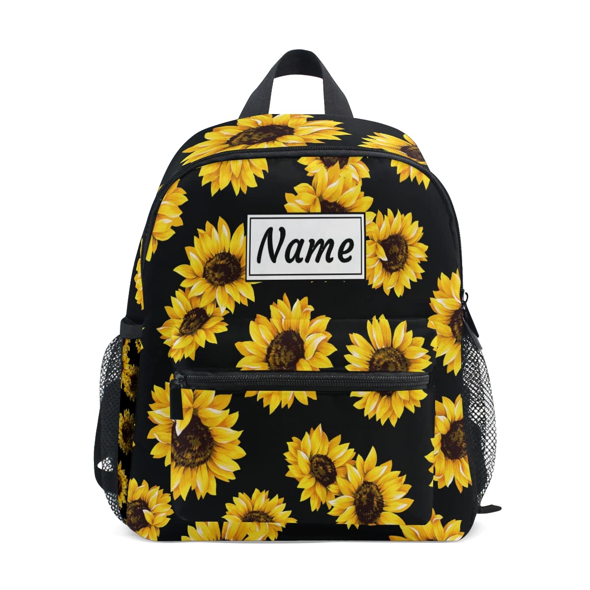 SUABO Custom Sunflower Toddler Backpack for Boy Girl, Yellow Daisy Seamless Pattern Preschool Bag Personalized Bookbag