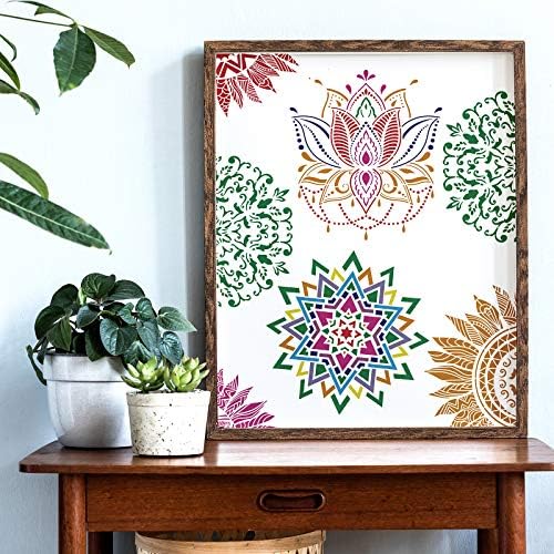 12 Pieces Large Reusable Mandala Stencil Painting on Wood DIY Design 12 Inch Templates Scrapbooking Painting for Wall, Furniture, Canvas, Paper, Fabric, Decoration