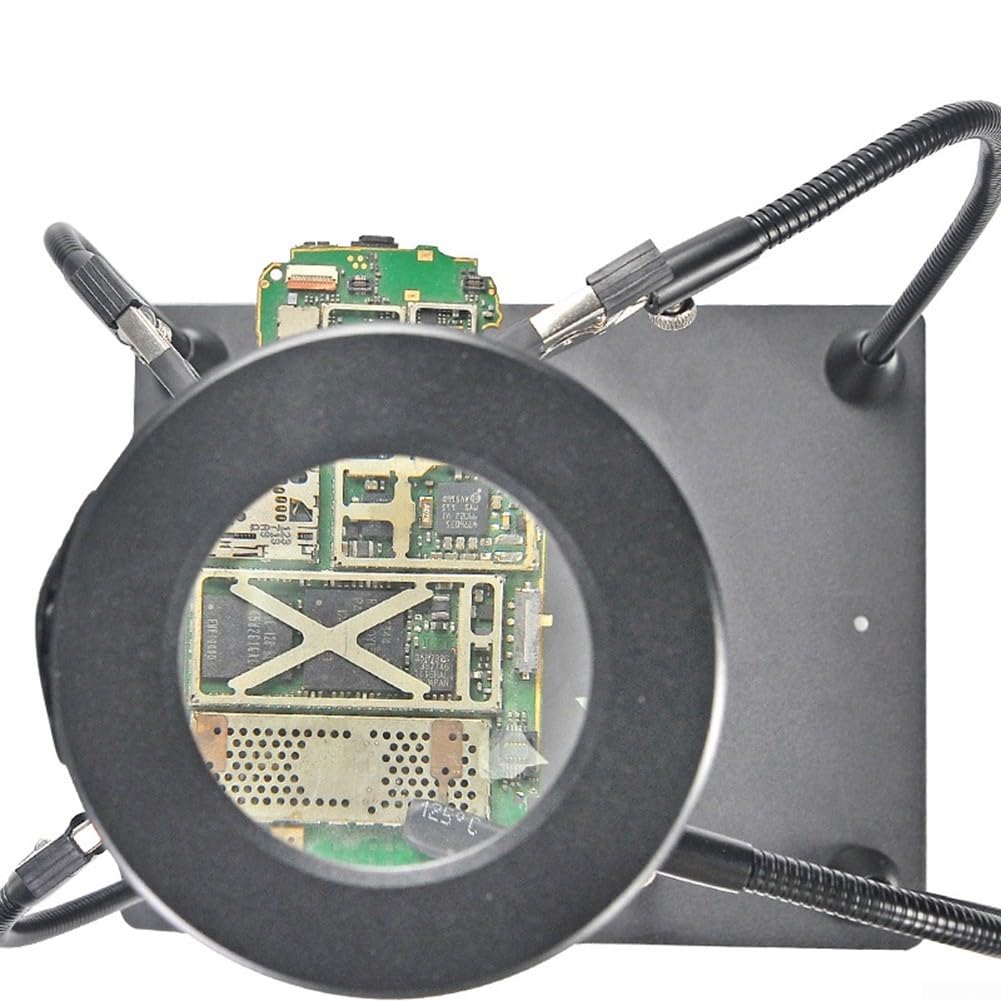 Supporto per PCB regolabile con lenti 3X per saldatore, telefono, laptop, scheda madre, strumento di fissaggio, base resistente