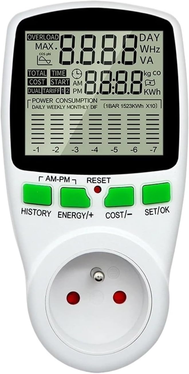 Digital LCD power wattmeter wattmeter wattage power kilowatt-hour power monitor meter measurement socket power analyzer(UK)