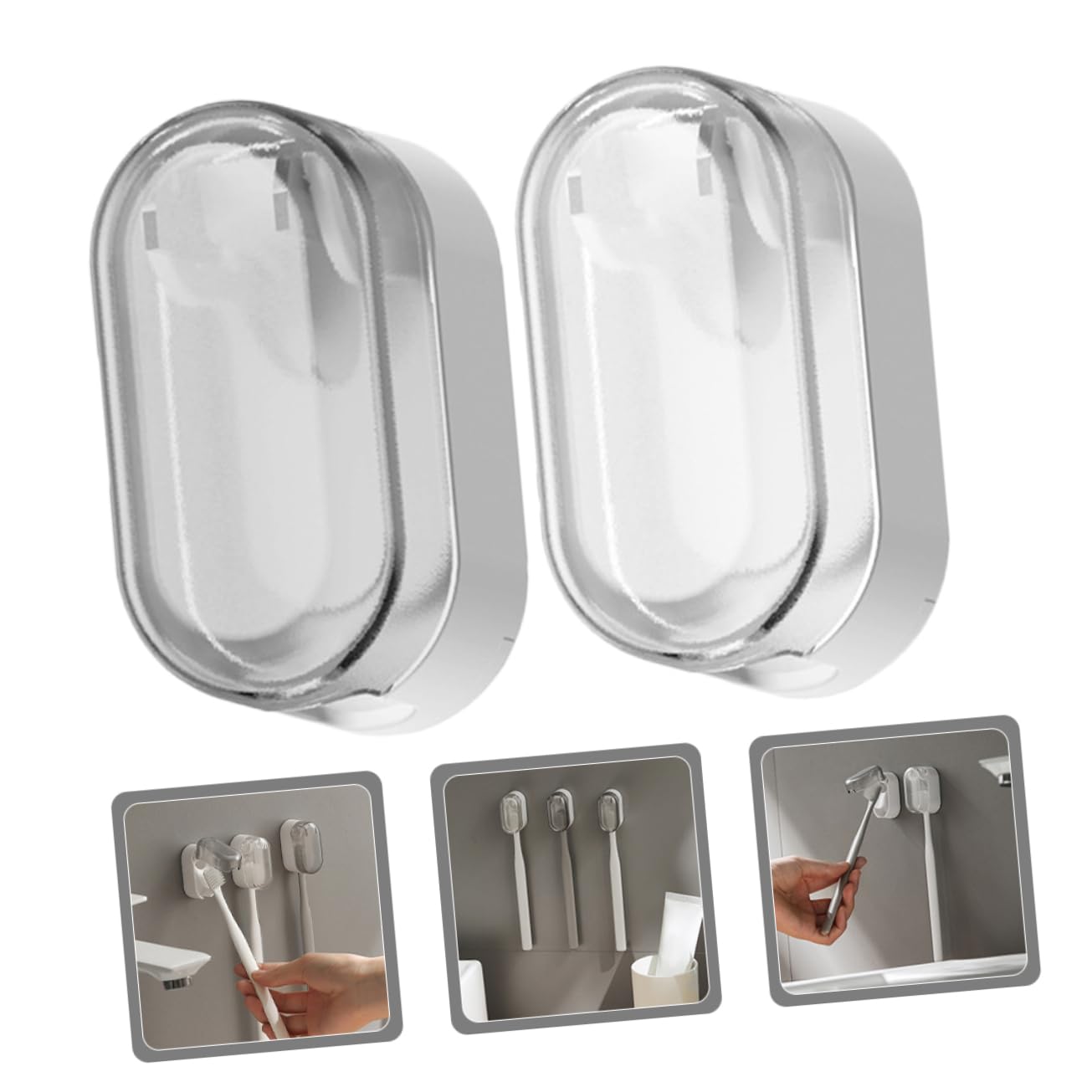 10piezas Soporte De Cepillos De Dientes De Pared Organizador Baño Sin Taladrar Estante para Cepillos Eléctricos Tapa