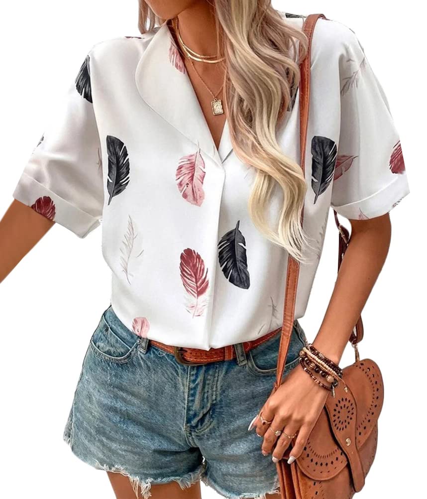 shownicer T-Shirt Donna Manica Corta Camicetta Estivo Camicia con Scollo Rotondo Casual Loose Bluse Maglietta Tops con Motivo A Arancia XS