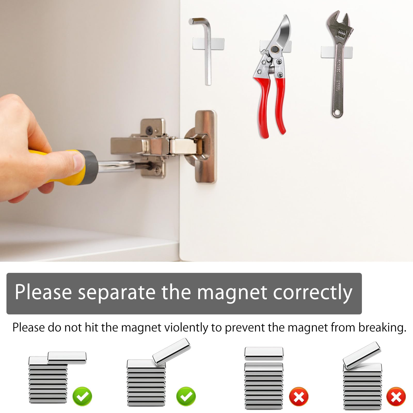Magnetini Al Neodimio Autoadesivi - 20 Pezzi 30x10x1 Mm, Per Lavagna, Frigorifero, Fai Da Te
