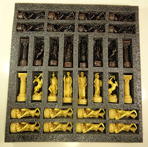 Greek Roman Mythology Gods Chess Set W/ 17" Mosaic Color Board #TOP4