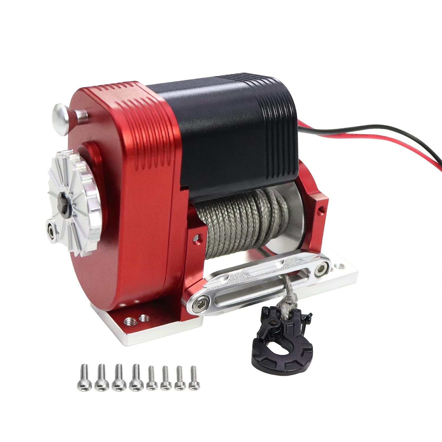 Cabrestante vertical simulado 1/10 8274 de aluminio 6-12.4 V, capacidad de carga de 50 libras para RC Crawler AXIAL SCX10 TRX4 RC4WD pieza de actualización (rojo)