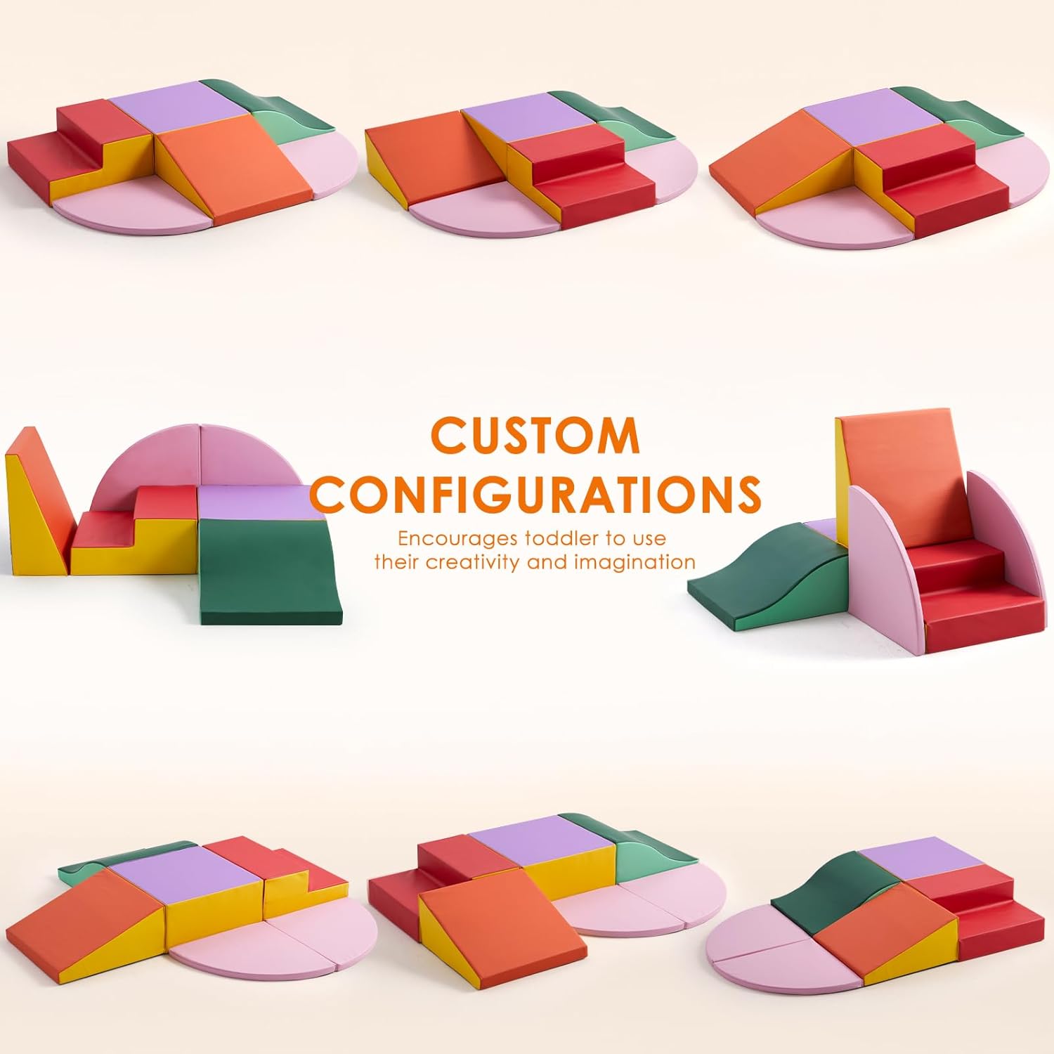 6-Piece Baby Foam Climbing Blocks, Soft Play Climbing Toys for Toddlers, Kids Playtime Corner PU Leather Climber Indoor for Crawling and Sliding, Waterproof Easy to Clean (Red)