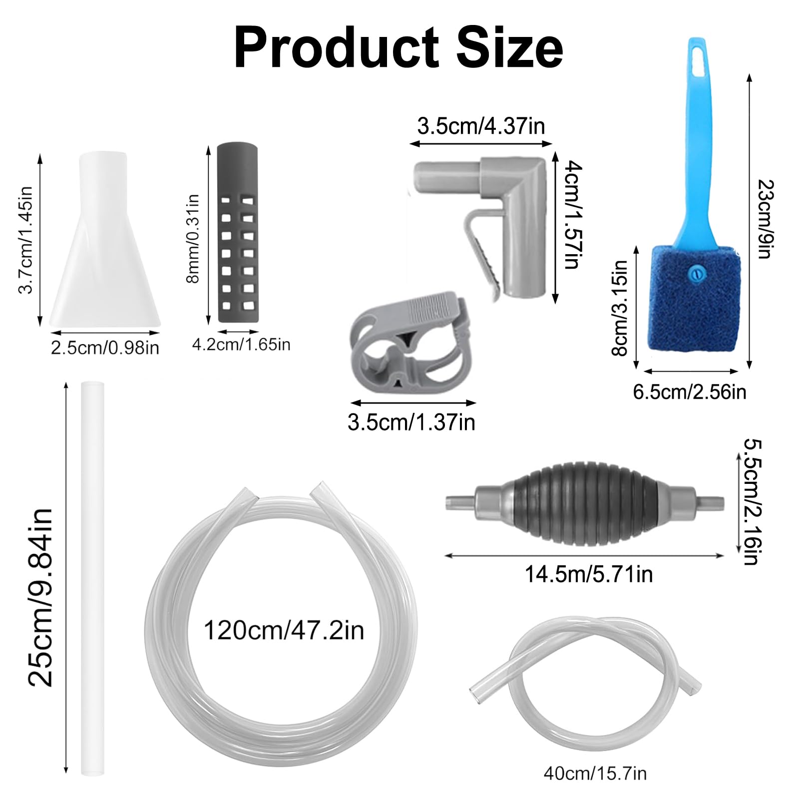 Aquarium Reinigungsset Aquarium Wasserwechsel Aquariumbodensauger AquariumSauger Handpumpe mit Reinigungs-Scheuerschwamm/-Bürste für AquariumWasserwechsel und Filter Sandreinigung