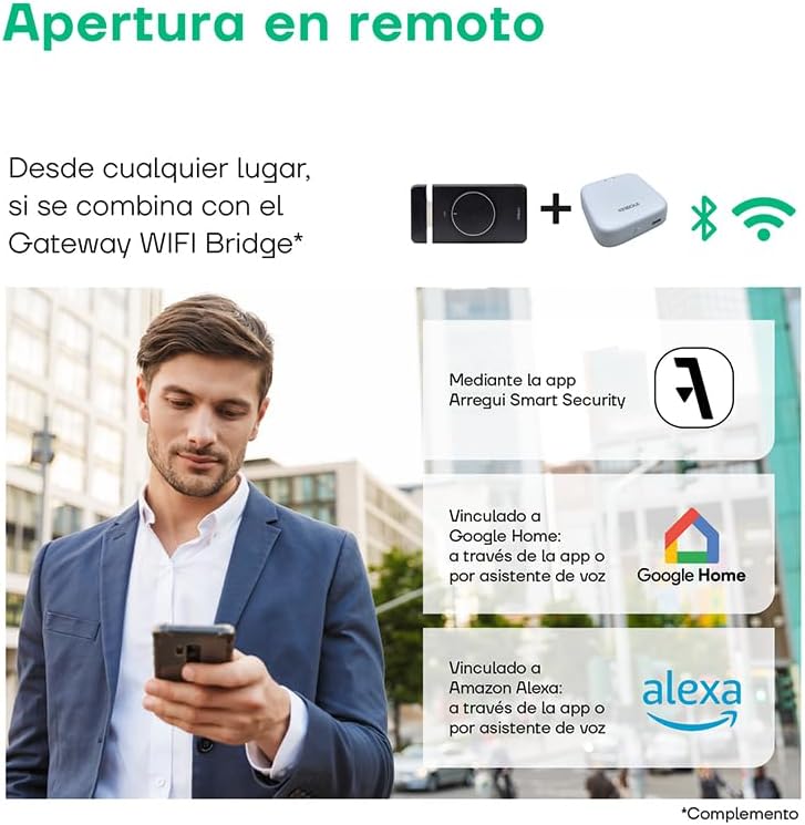 Arregui SPIN UP lock showing battery compartment and features