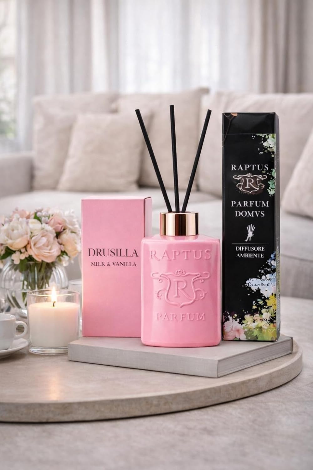 Profumatore Ambiente con Bastoncini RAPTUS 300 ml – Diffusore Fragranza per Casa, Bagno, Camera e Ufficio – Lunga Durata (Drusilla) - 3
