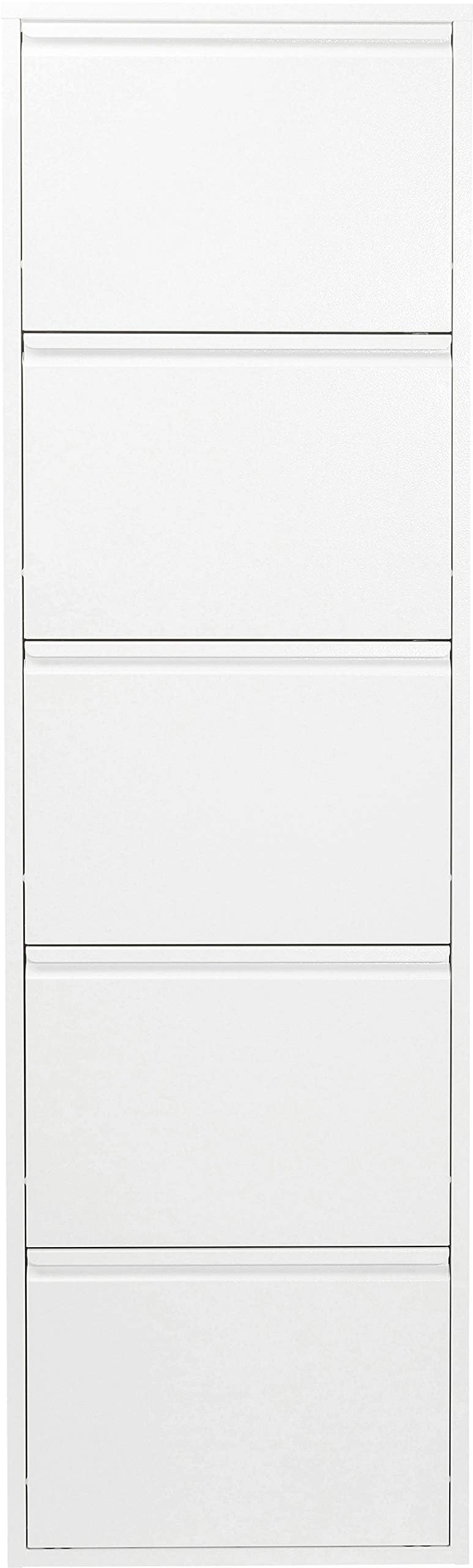 Kare Design Zapatero Caruso blanco con 5 compartimentos, zapatero con capacidad para 10 pares de zapatos, dos agujeros para montaje en pared, 170 x 50 x 15 cm