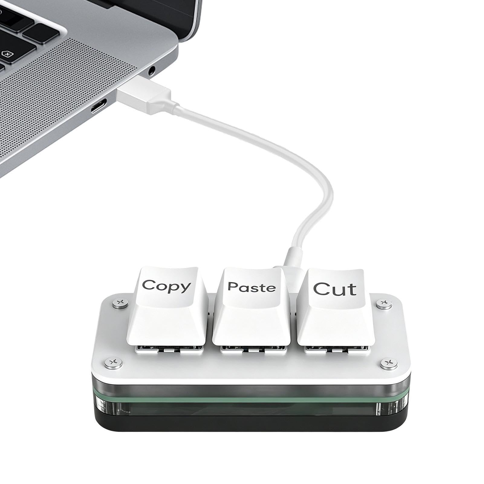 Teclado de 3 teclas con interruptor mecánico ergonómico y conexión USB para computadoras 8