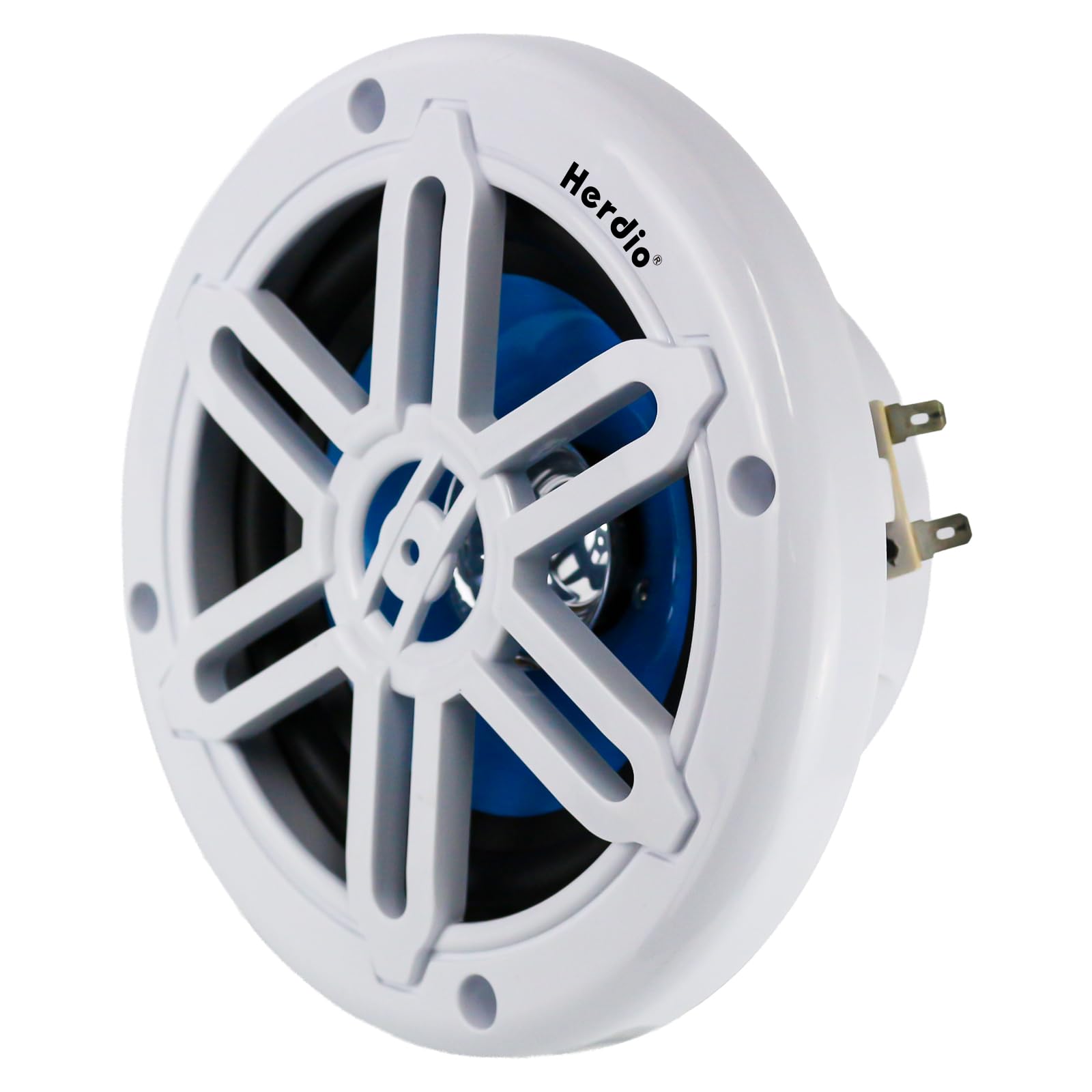 Herdio 5.25" 250W Marine Speakers - IP66 Waterproof Coaxial Audio, with Blue LED Light for Boats, ATVs, UTVs with UV Resistant Black Grille (A Pair)