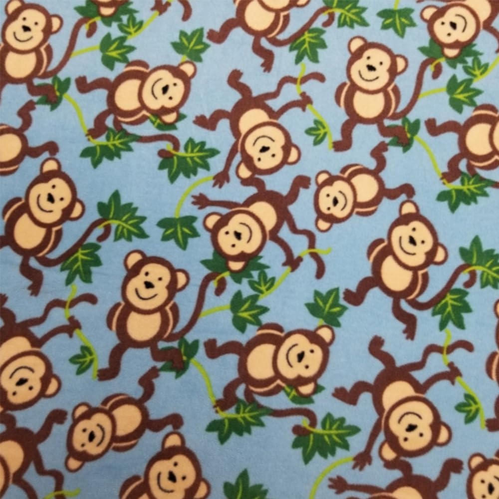 Pico Textiles 2 Yards Bolt - Navy Jungle Monkeys Fleece Fabric - Sold by The Bolt - Print Fleece Fabric - Ideal for Sewing Projects, Scarves, No Sew Throws & Tie Blankets