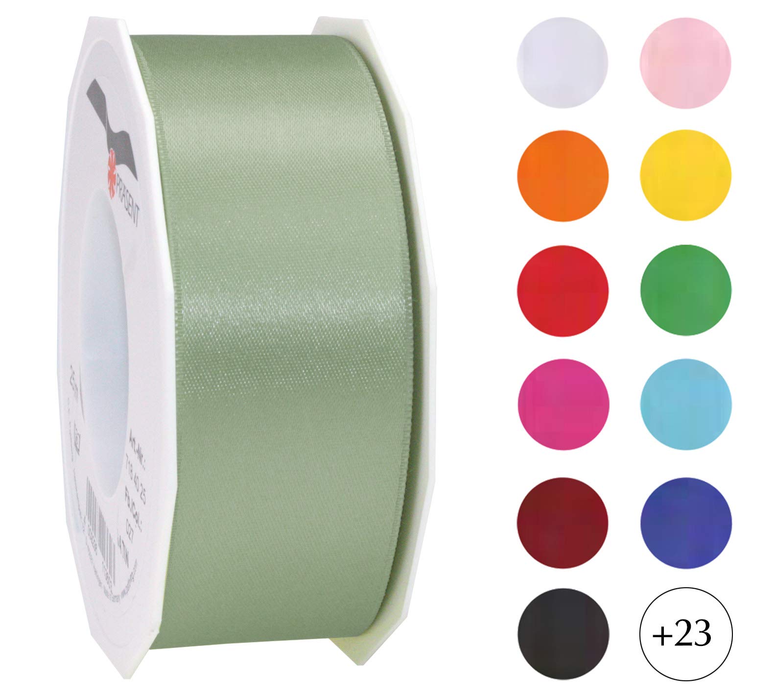 Netuno 1 Ruban De Satin, 25 Mm X 32 M, Couleur : Kaki, En Tissu, Décoratif, Pour Le Bricolage, La Décoration De Mariage, L'emballage De Cadeau