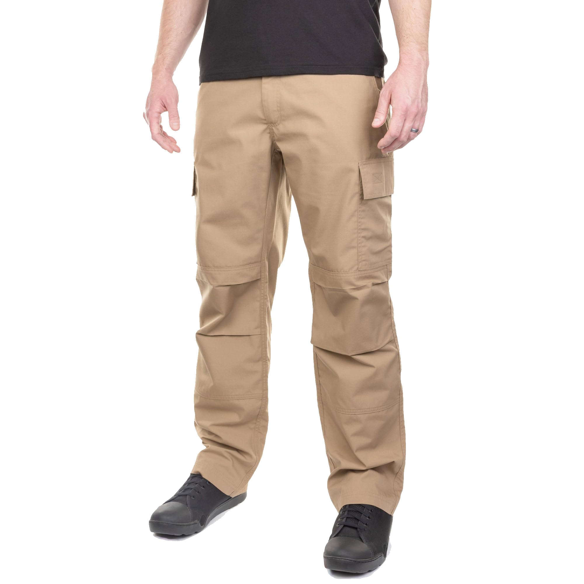 LAPG Men's Core Cargo Tactical Pants, Stretch Waistband, Lightweight & Durable Ripstop CCW Cargo Pants for Men, Coyote Brown-regular Fit, 34W x 30L