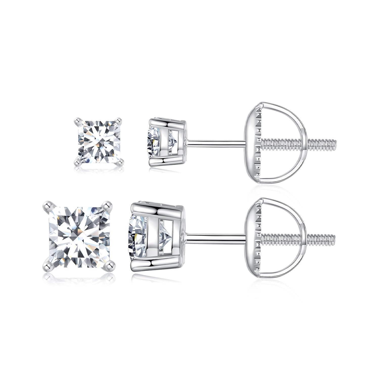Boucles d'oreilles moissanite argent S925 en lot de puces rondes - 8