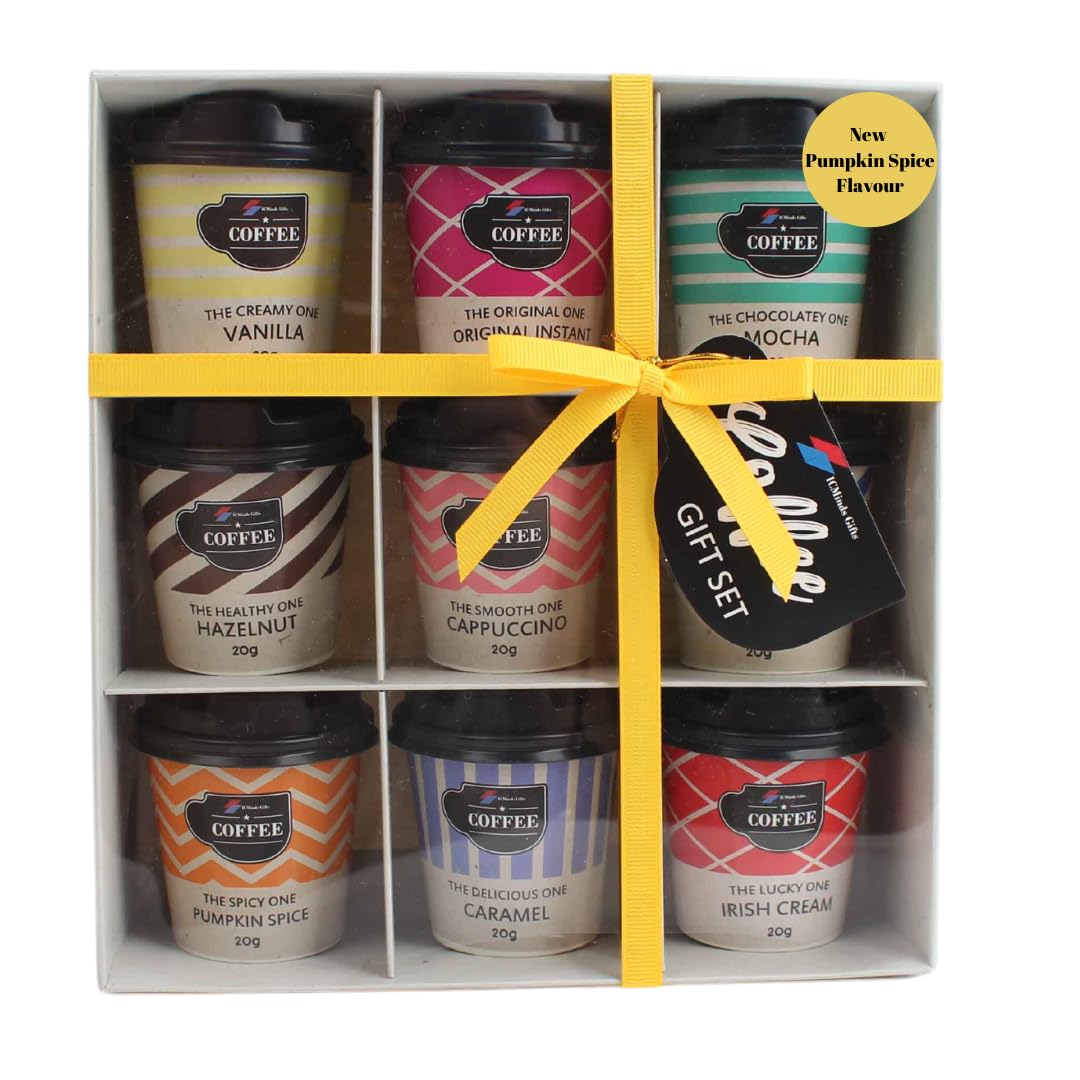 Coffee gift set 9 flavoured coffee gift set for women travel takeout cups gift set for adults includes irish cream caramel pumpkin spice flavour and more