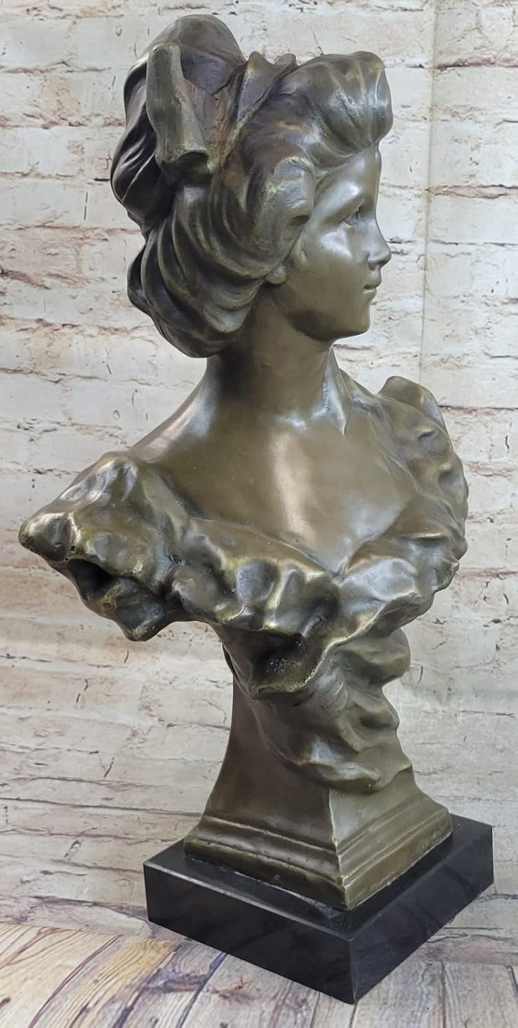 Signed Original Large Sexy Female Bust Statue Figurine Bronze Sculpture Figure by Think Bronze Decorative Art