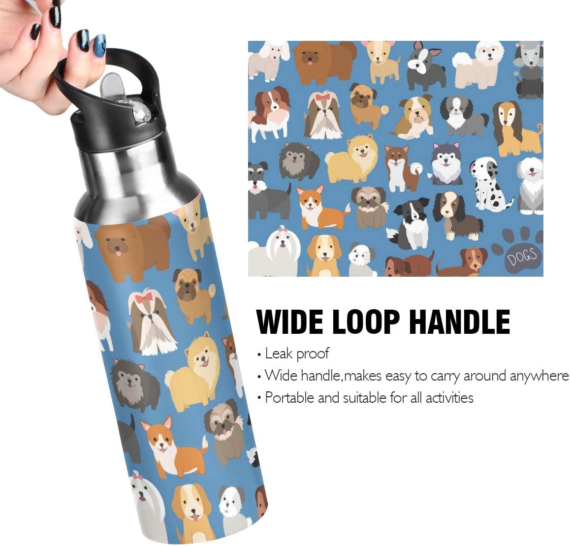 ALAZA Stainless Steel Water Bottle with Straw - Image 4