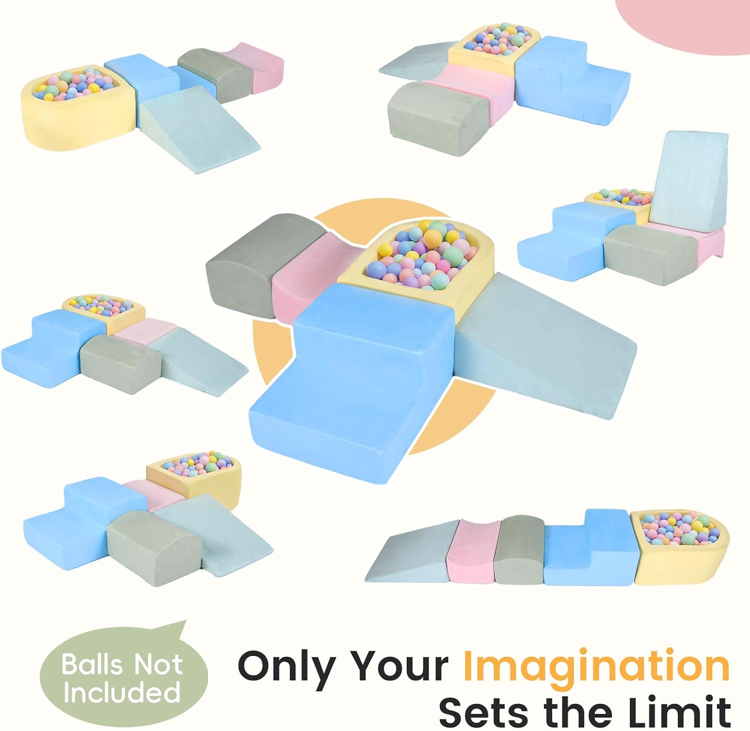 INFANS Climbing Toys for Toddlers, Foam Climbing Blocks and Ball Pit for Baby, 5pc Kids Climb and Crawl Block Activity Structure Play Set, Indoor Foam Play Gym for Crawling and Sliding (Colorful) image 3