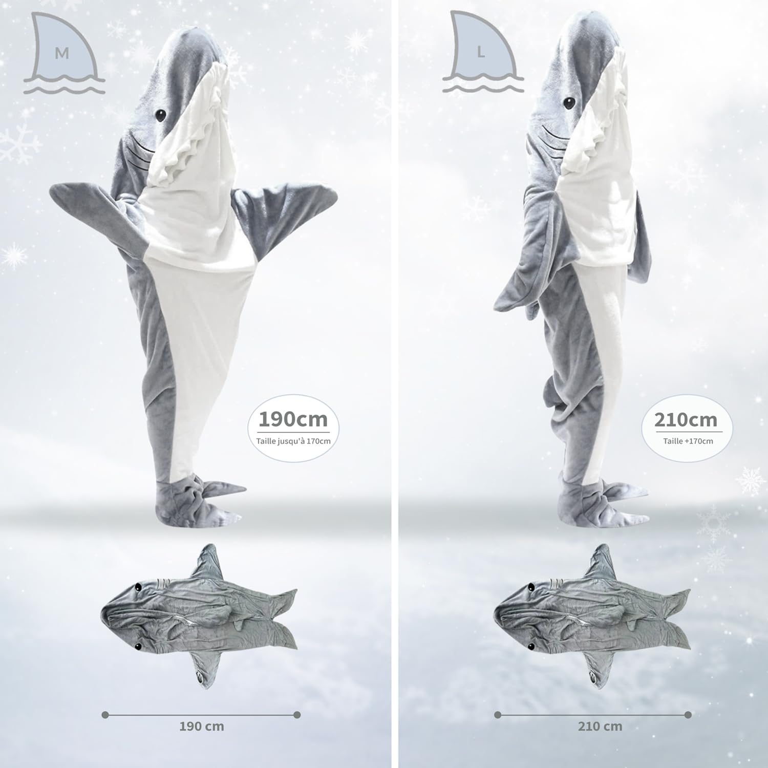 Waldspring Plaid Requin Adulte Ultra Doux – Couverture Requin 190x120 Cm En Flanelle, Shark Blanket Mignon, Pyjama Requin Chaud Et Confortable Pour Adultes Et Enfants