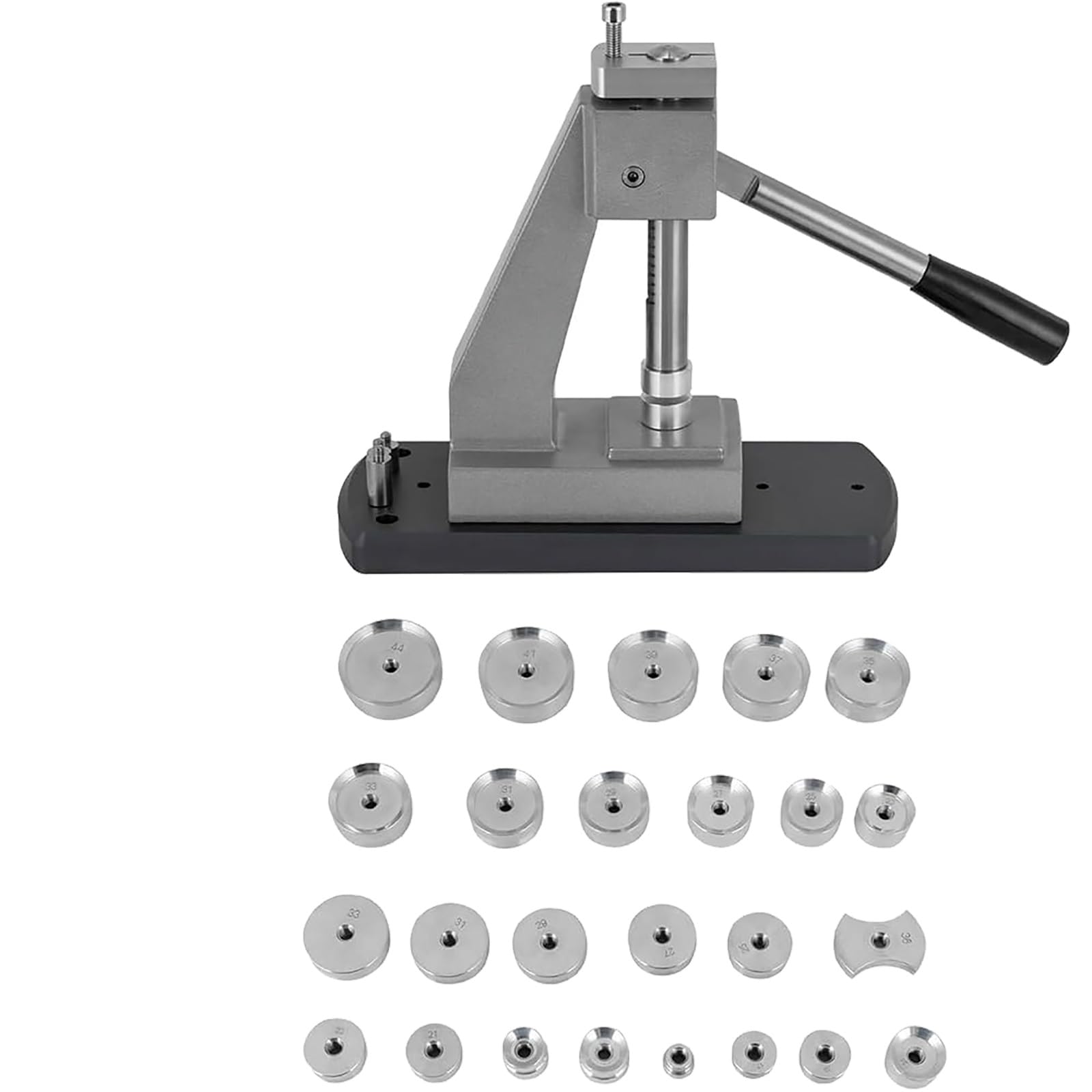 Kit de Herramientas de Prensa de Reloj con 25 Troqueles, laminador de Cristal de Fondo de Caja, for Abrir/Cerrar respaldos y reemplazar Banda/batería/Espejo for Relojes de 0,63 a 1,73 Pulgadas