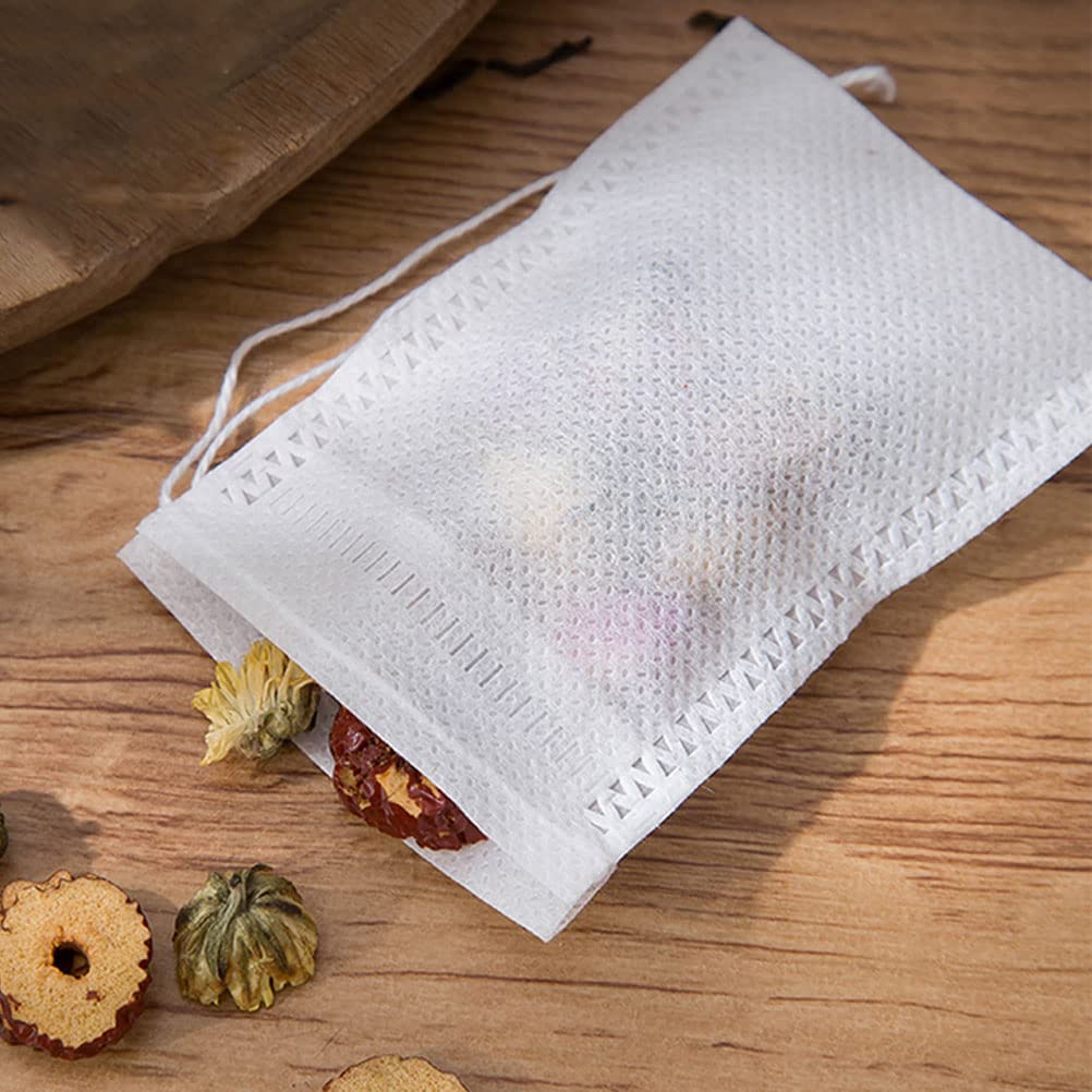 Yoosso 100 Bolsas de Filtro de té, 9 x 7 cm, vacías con cordón, Filtro de té Fino para Especias Sueltas, té, Hierbas en Polvo, café (Blanco