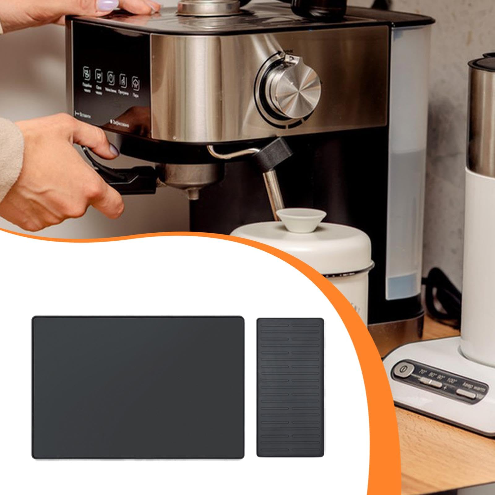 Gralara Kaffeematte, Espressomaschine, Barzubehör, Mehrzweck Reinigungsmatte für Kaffeemaschinen, Kaffeezubehör, Küchenabfälle, Schwarz