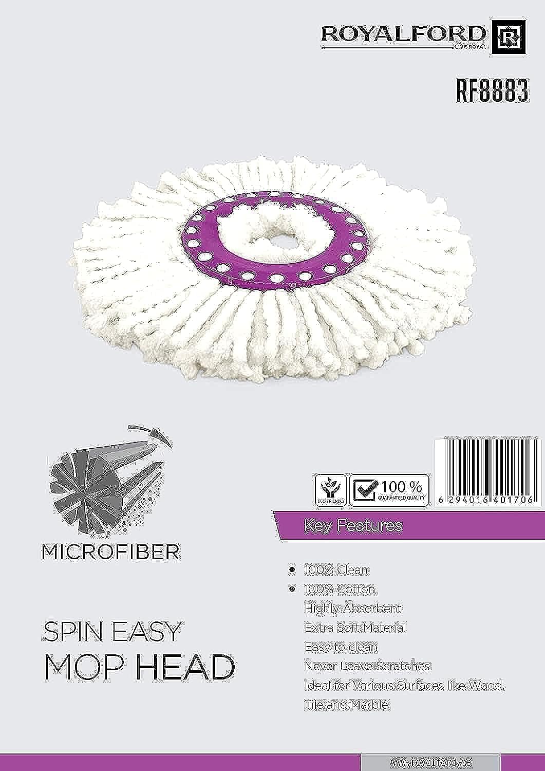 Royalford Universal Spin Easy Mop Head, Multi-Colour, RF8883