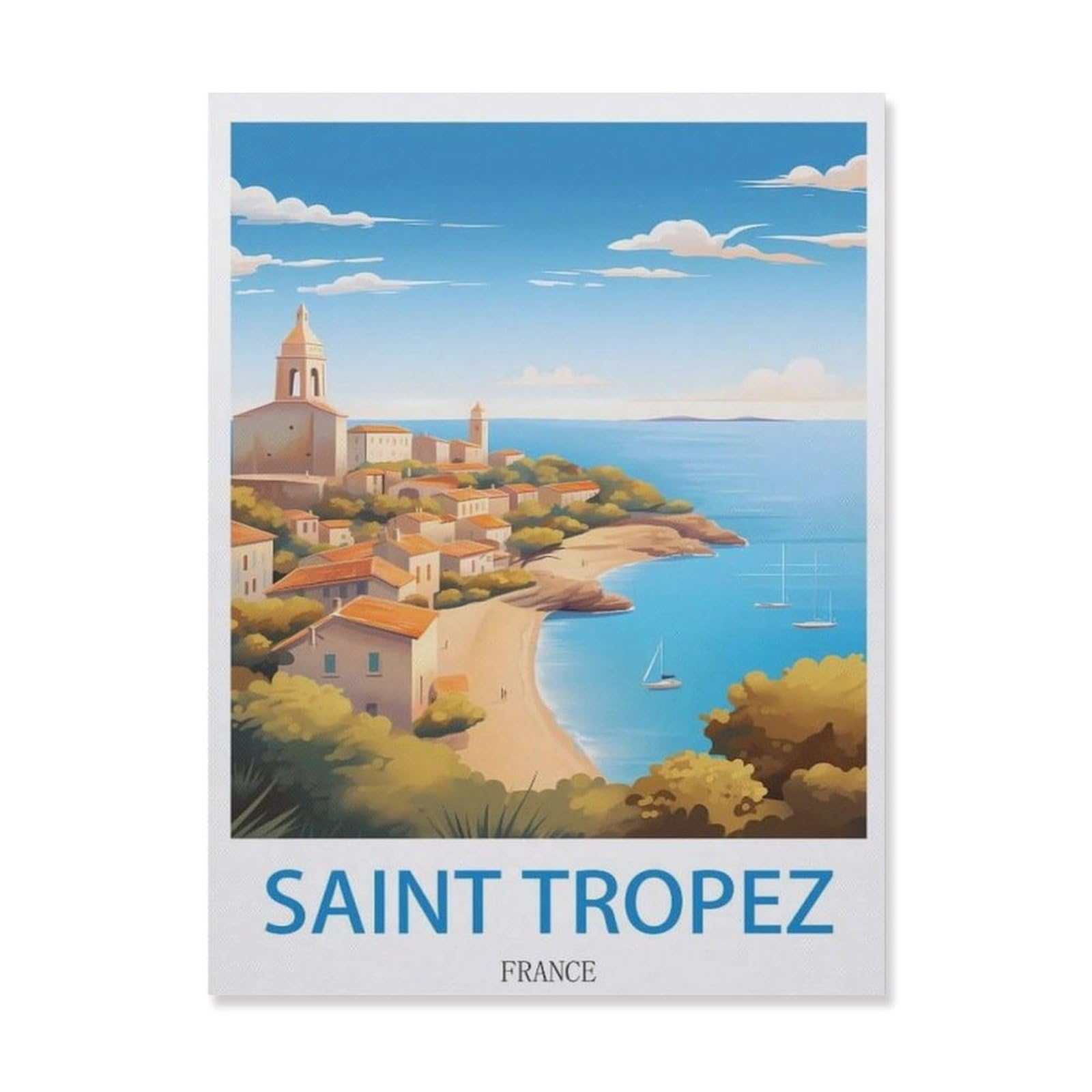 Metal Tin Sign，Saint Tropez France，Tin Sign Vintage Bar Kitchen Garage Cave Home Wall Funny Decor Retro Tin Sign(15x30cm）6x12 inch-EF56