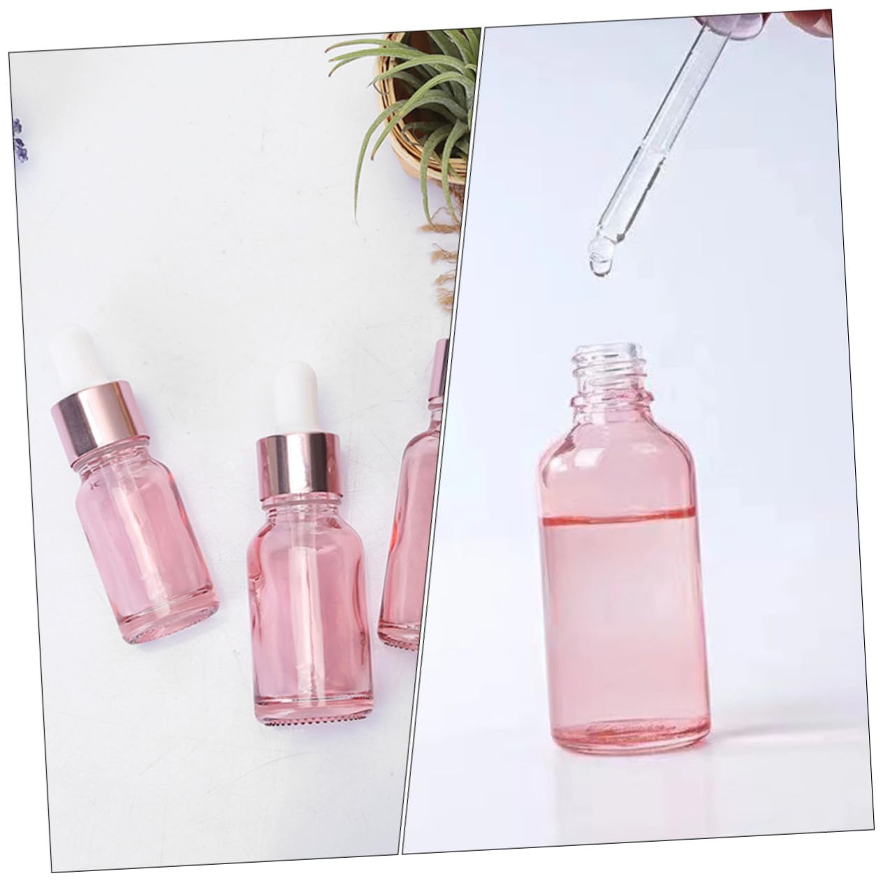 Gatuida 30 pezzi Bottiglie Contagocce in Vetro Rosa Portatile per Essenziali Contenitori per Viaggio con Tappo Antigoccia Ricaricabili per Aromaterapia e Cosmetici