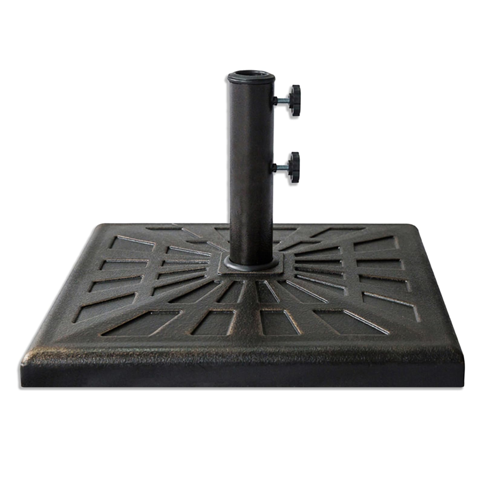 Condition photo showing Good Condition for helios&hestia 42 lb heavy duty umbrella base, square resin patio stand weight for outdoor market table umbrella, bronze(base only, no pole)