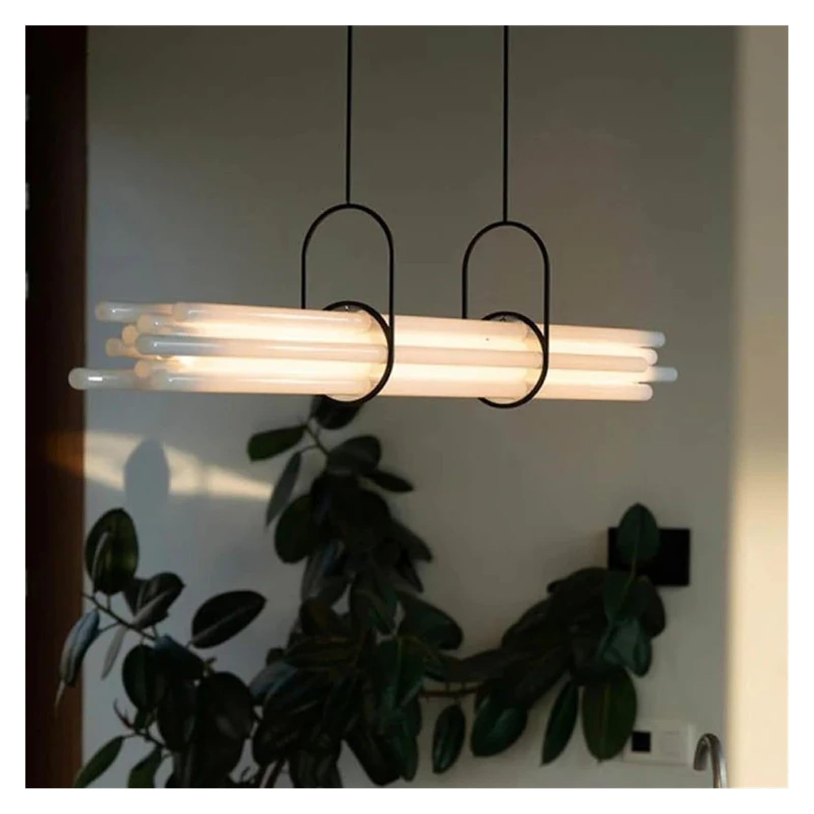 Generico Lampadario moderno, Sala da pranzo moderna luci a sospensione lunghe cucina soggiorno Lampadari a in acrilico dal design nordico di lusso a strisce decorazione della stanza(L130xH11CM,Warm)