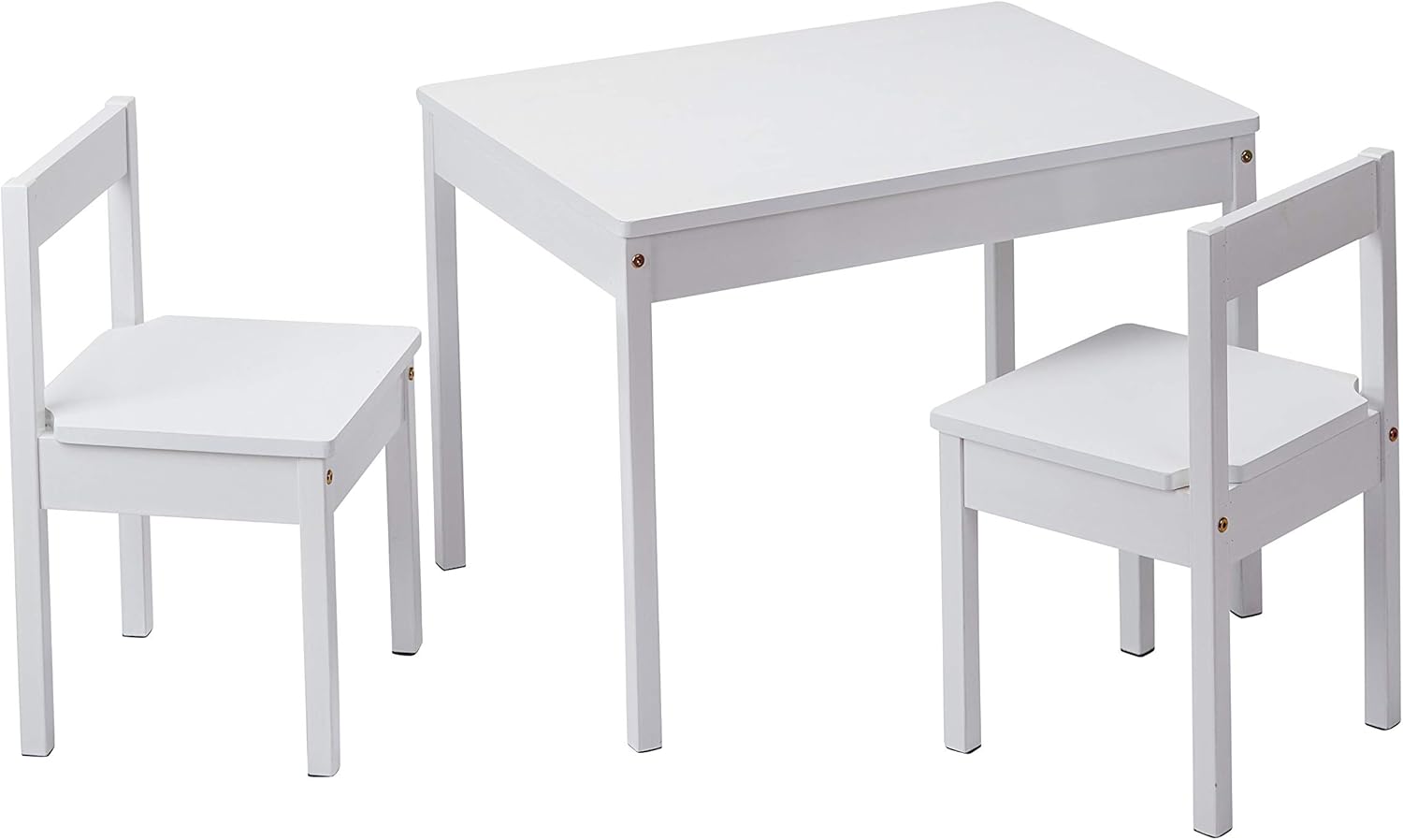 Amazon.com: Amazon Basics Solid Wood Kiddie Table Set with Two Chairs ...