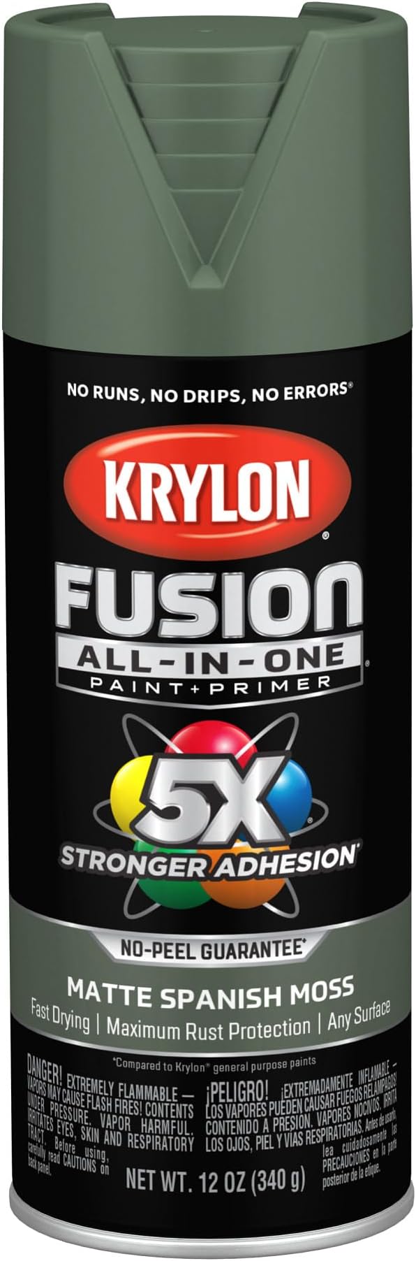 Krylon Fusion All-In-One Adhesive Spray Paint for Indoor/Outdoor Use, 12 oz, Spanish Moss