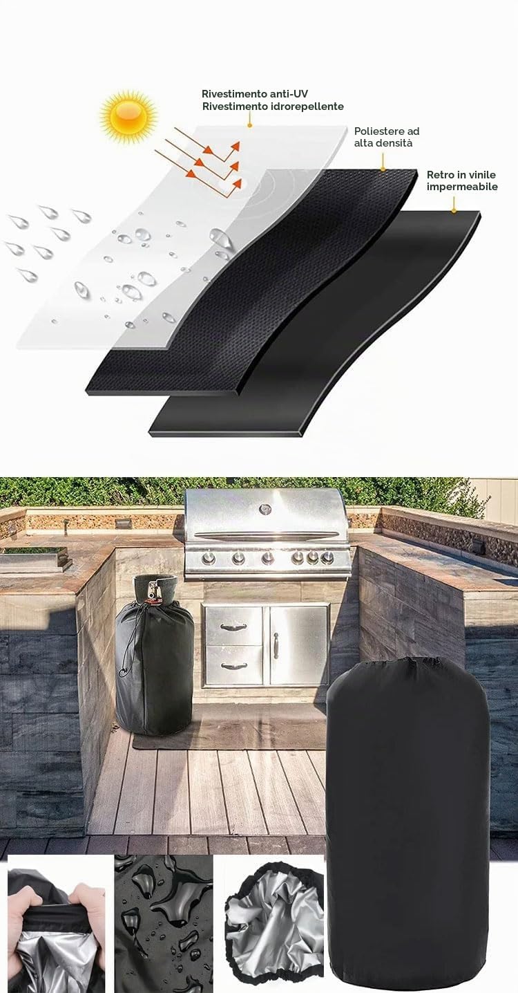 Copertura per bombola gas 31x59 cm tessuto Oxford 210D impermeabile UV