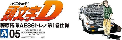 Miniatura 5 de Aoshima Inicial D Takumi Fujiwara 86 Trueno Toyota 124 Kit de modelo a escala