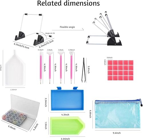 Miniatura 8 de Kit de almohadilla de luz LED de pintura de diamante B4, kit de herramientas de accesorios de pintura de diamante 5D, taladro completo para adultos,
