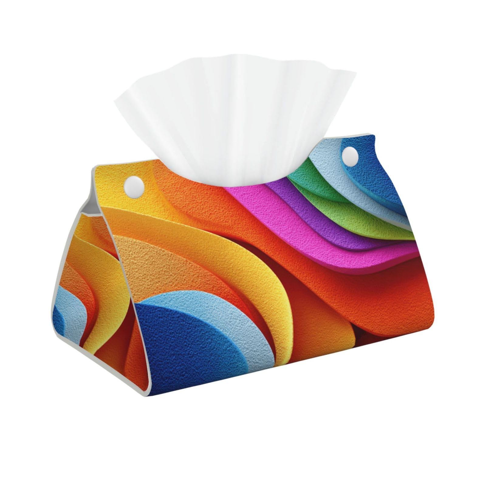 Abstract Colorful Shapes Curves and Waves Tissue Box Cover Rectangle Pu Leather Tissue Box Holder for Car Bathroom Bedroom Desk Tabletop Decor
