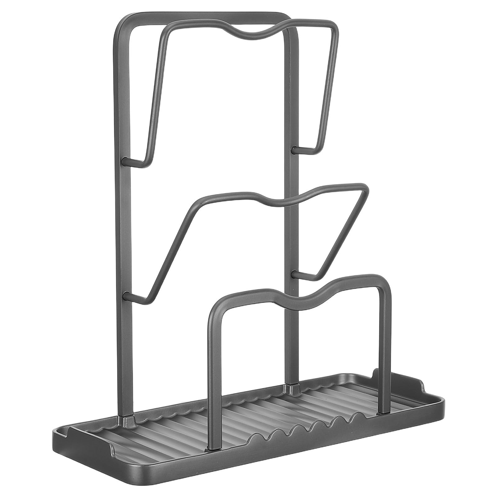 Yardwe Porta Coperchi da Cucina a 3 Livelli in Alluminio Leggero | Vassoio, per Piano D'appoggio, Adatto a Mestoli e Taglieri, Design Moderno Grigio