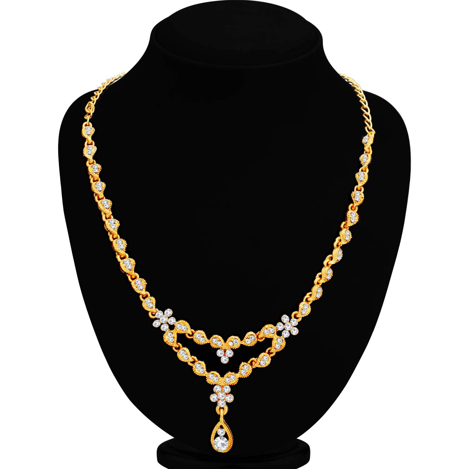 Charming Plated Wedding Jewellery Austrian Diamond Necklace Set