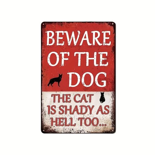 Funny 8x12 Inch Metal Sign - "Beware of Dog &