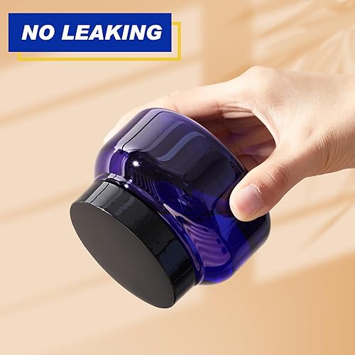 Miniatura 5 de Tessco Paquete de 24 tarros de plástico con etiquetas, recipientes de plástico redondos y recargables, tarros de mantequilla para el cuerpo,