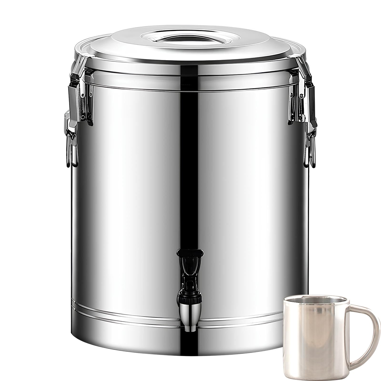Distributore di bevande a doppia parete in acciaio inox, per conservare acqua calda, latte, tè, caffè, succo, resistente, per uso domestico e feste